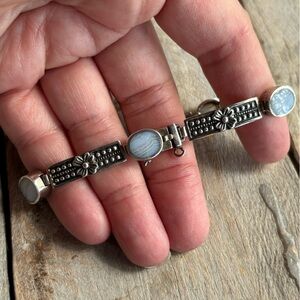 Sterling Silver and Lace Agate Jointed Bracelet